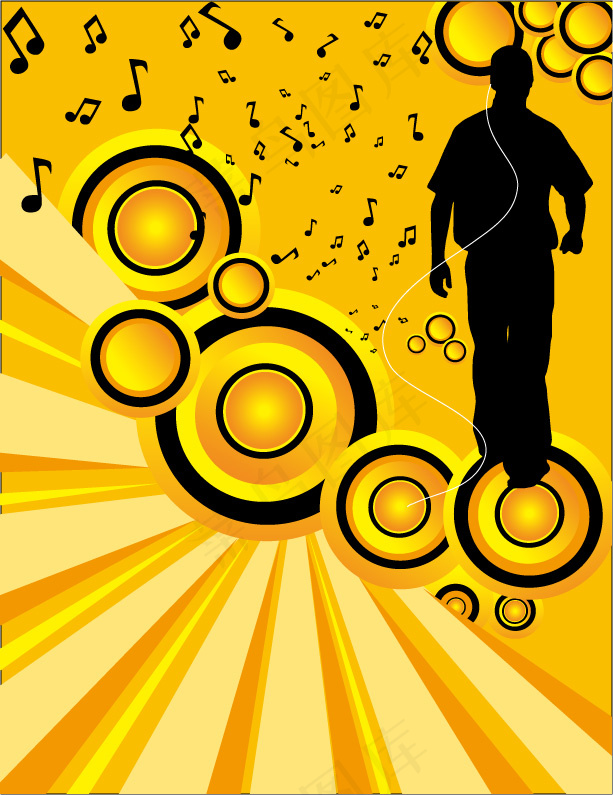 矢量音乐符号人物剪影设计