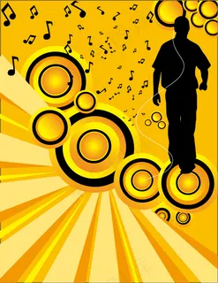 矢量音乐符号人物剪影设计