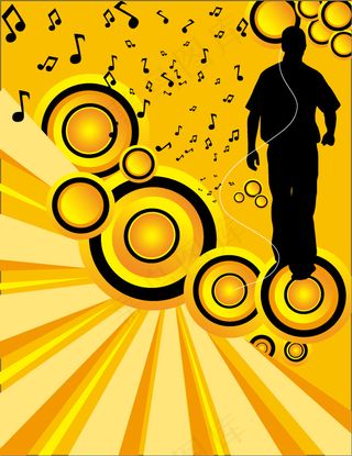 矢量音乐符号人物剪影设计