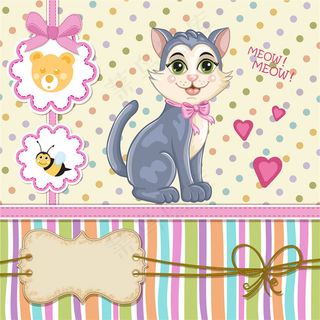 花朵小猫满月请贴图片