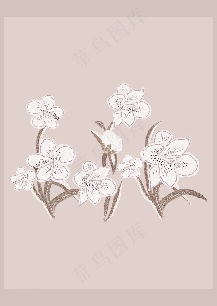 植物花卉刺绣图案素材(9071X11811(DPI:300))psd模版下载