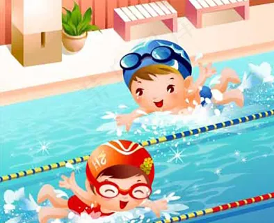卡通童游泳