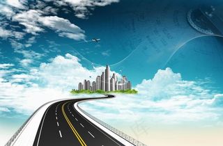 韩国云海城市创意地产海报PS