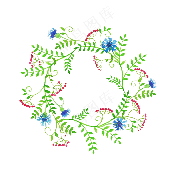水彩鸟语花香花卉花边堆花花束设计素...(3000X3000)