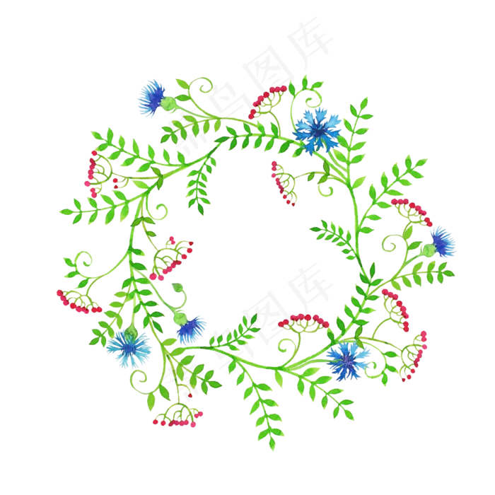 水彩鸟语花香花卉花边堆花花束设计素...(3000X3000)