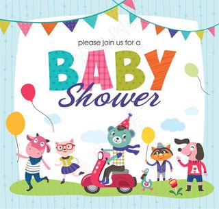 迎婴派对贺卡漫画图片