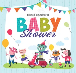 迎婴派对贺卡漫画图片