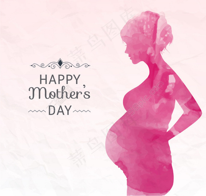 母亲节水彩贺卡矢量素材