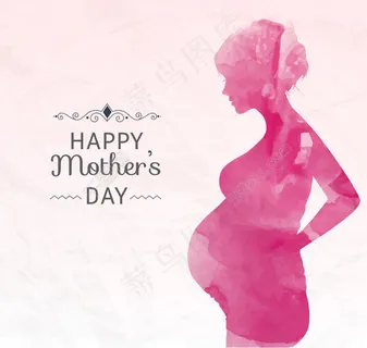 母亲节水彩贺卡矢量素材