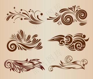 欧式复古旋流线条花艺设计矢量包