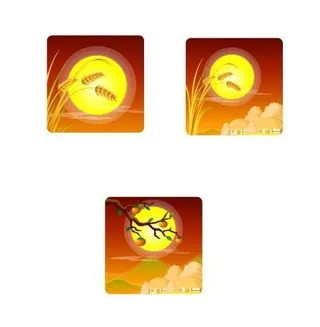 韩国枝头、九尾草上的中秋圆月AI源码矢量图69