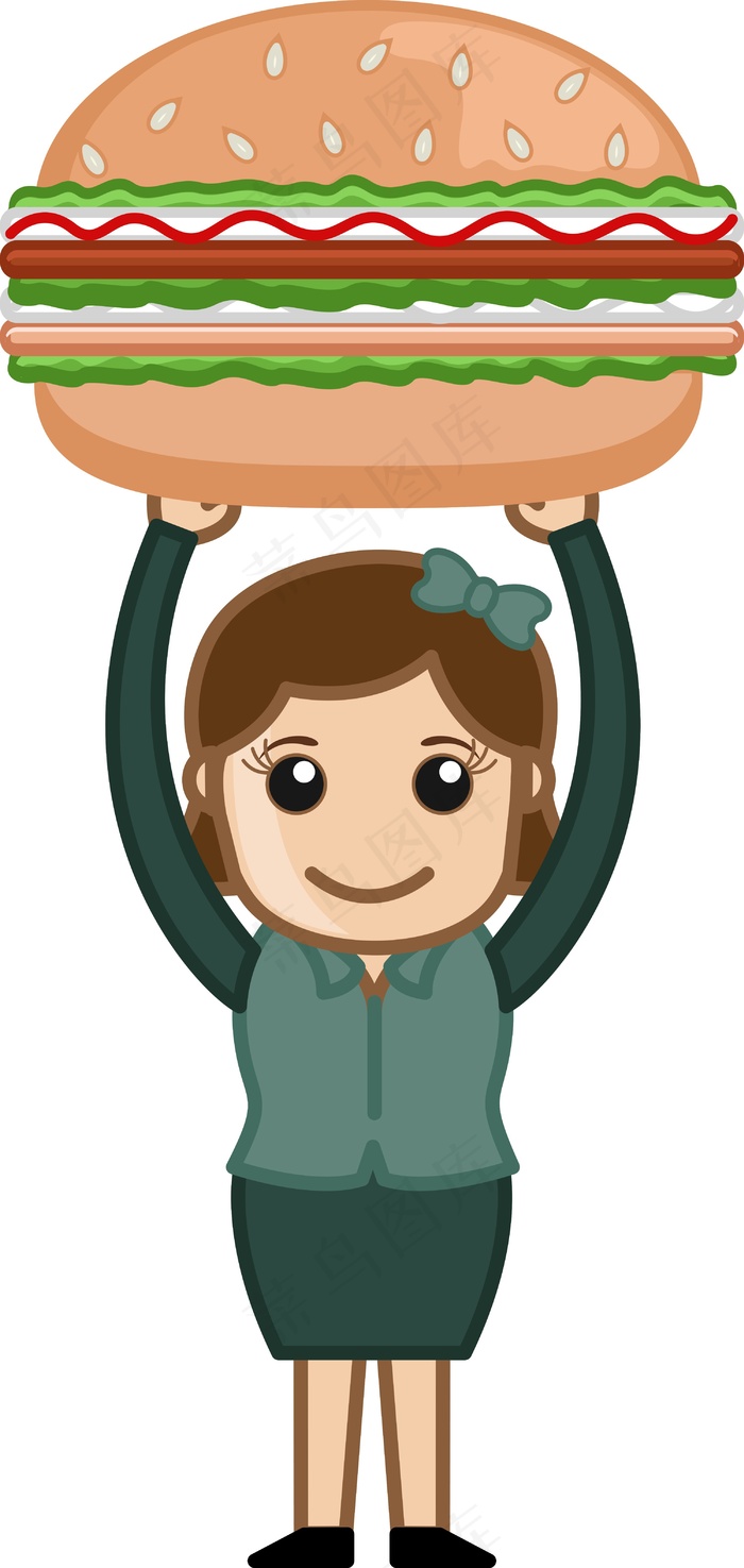 免费的汉堡-卡通商业矢量字符