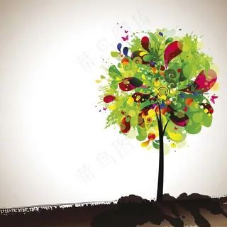 潮流花纹抽象树木矢量素材