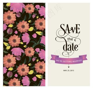 花朵背景婚礼卡片矢量素材