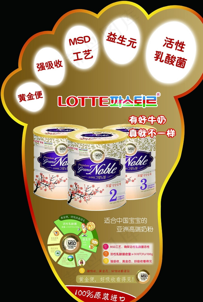 韩国 乐天奶粉 地贴 脚丫形图片psd模版下载