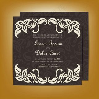 褐色花纹婚礼贺卡图片
