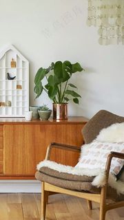 白色墙壁休闲椅子抱枕高清摄影图片