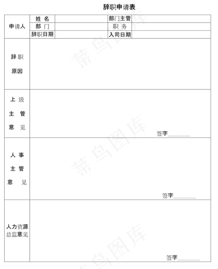 辞职申请表