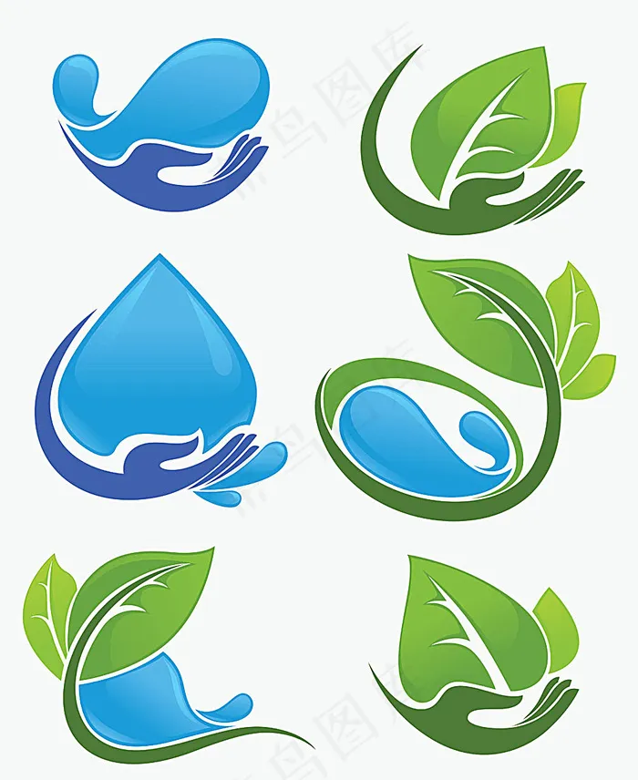 水滴绿叶logo设计eps,ai矢量模版下载