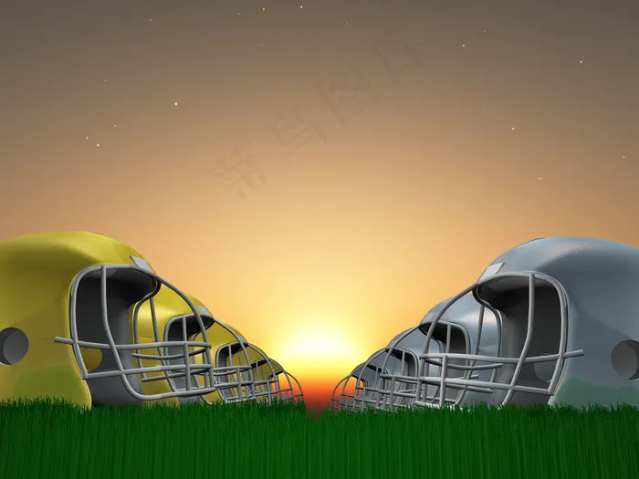草地上的头盔图片