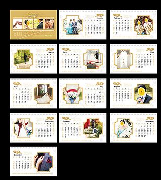 2016年婚纱台历矢量图片