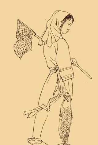 赫哲族人物白描