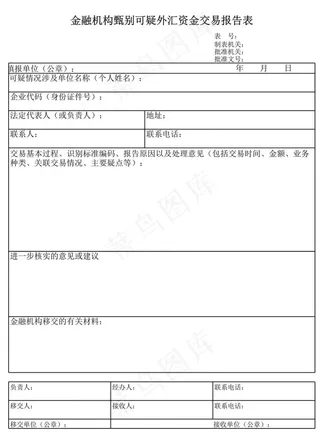 金融机构甄别可疑外汇资金交易报告表