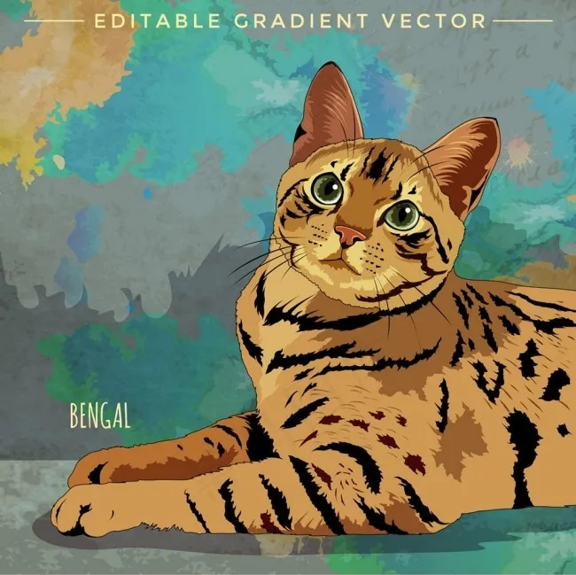 卡通猫咪插画图片eps,ai矢量模版下载