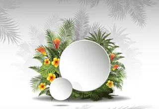 圆纸和热带植物背景矢量02