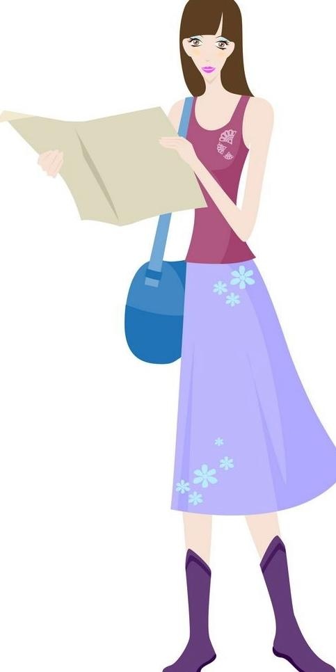 看报纸的美女图片