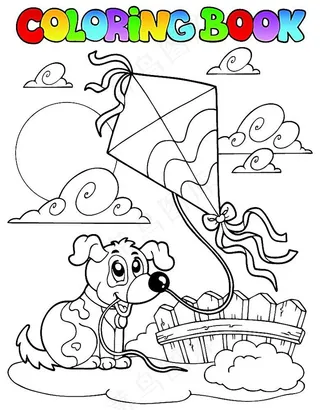 放风筝的小狗简笔画