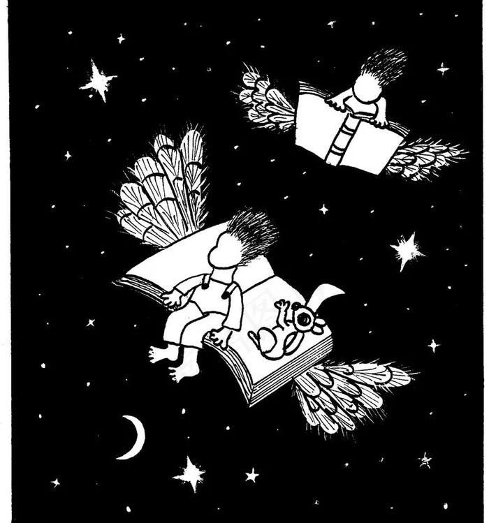 手绘漫画插图黑白图片