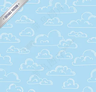 白色手绘云朵无缝背景