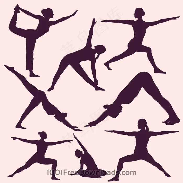 瑜伽姿势集合矢量图ai矢量模版下载