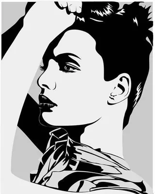 黑白女性人物矢量素材 ai格式_1...