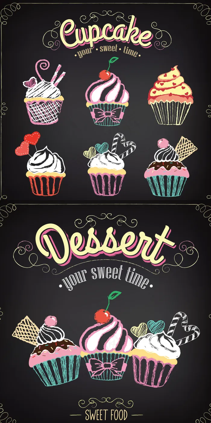 2017欧美复古手绘黑板画彩色粉笔...eps,ai矢量模版下载