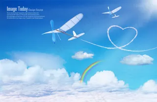 高清PSD分层素材爱心机翼