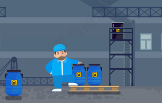 工厂化学扁平人物素材