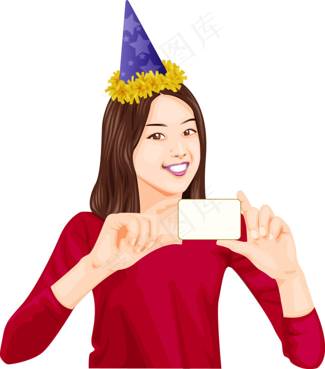 小丑帽美女ai矢量模版下载