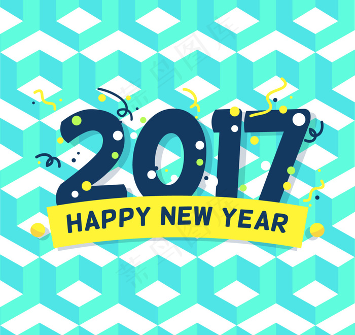 蓝色色调几何新年背景eps,ai矢量模版下载