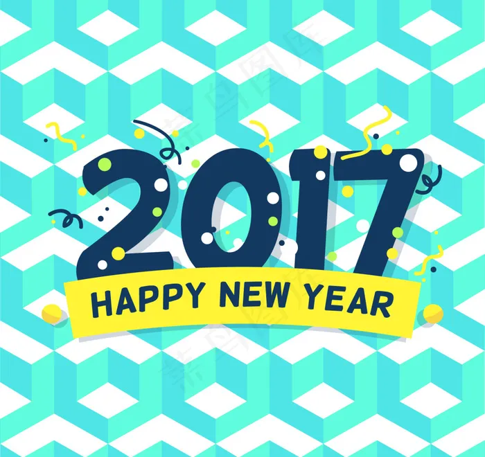 蓝色色调几何新年背景eps,ai矢量模版下载