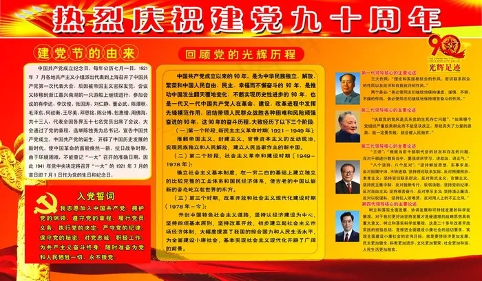 建党九十周年展板图片(6575X4213(DPI:100))psd模版下载