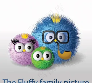 可爱的毛球家族矢量素材图片