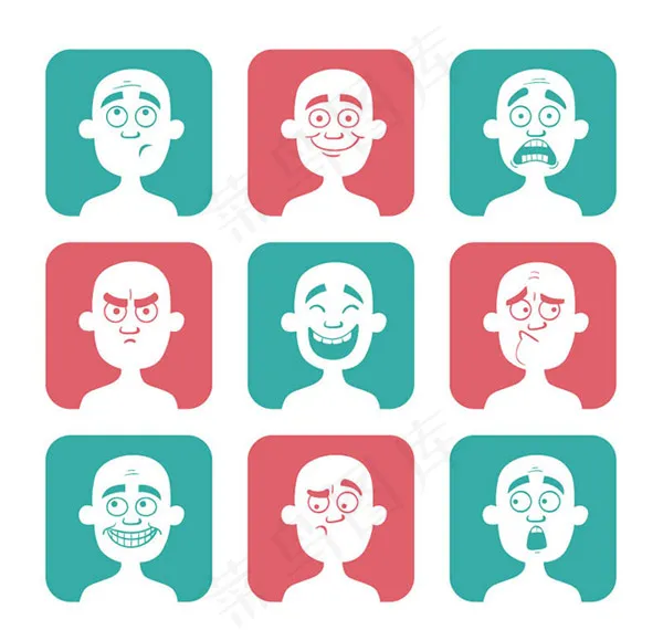 光头男子头像表情矢量素材