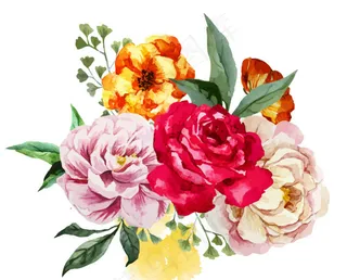 艳丽水彩花束