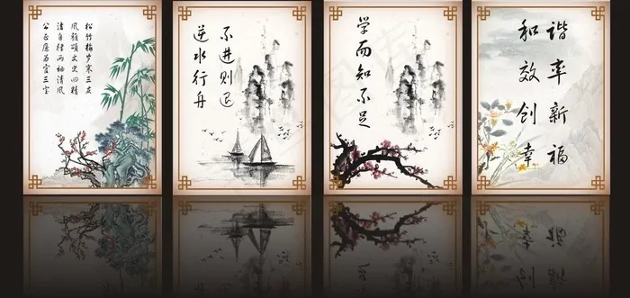 书画图片cdr矢量模版下载