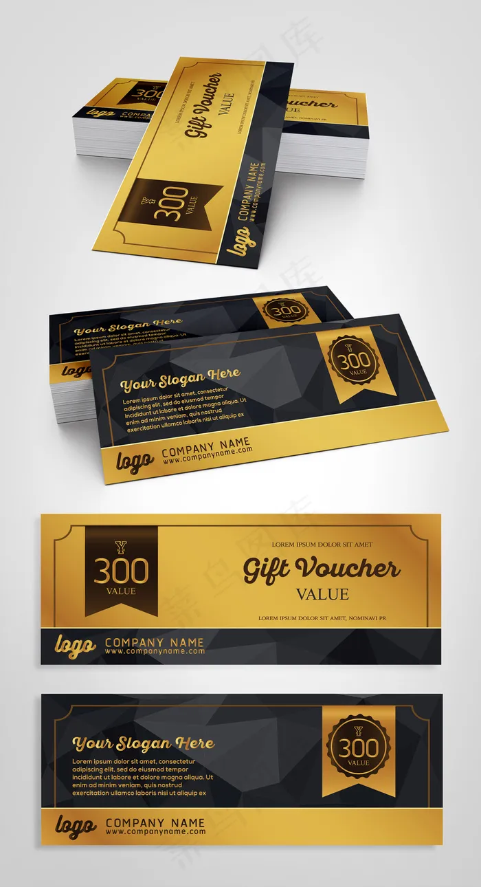 时尚高端金色商务企业促销代金券优惠...ai矢量模版下载