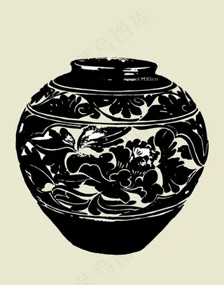 青花瓷花瓶（黑白）