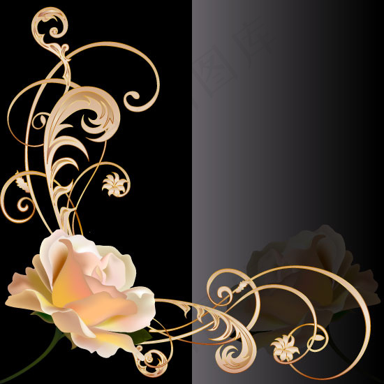 幽雅玫瑰花边背景矢量素材