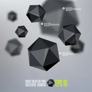 黑色质感多面体标签矢量素材